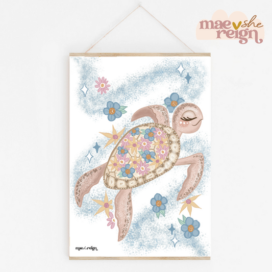 Tallulah the Floral Pink Turtle - Mae She Reign - Creative Studio